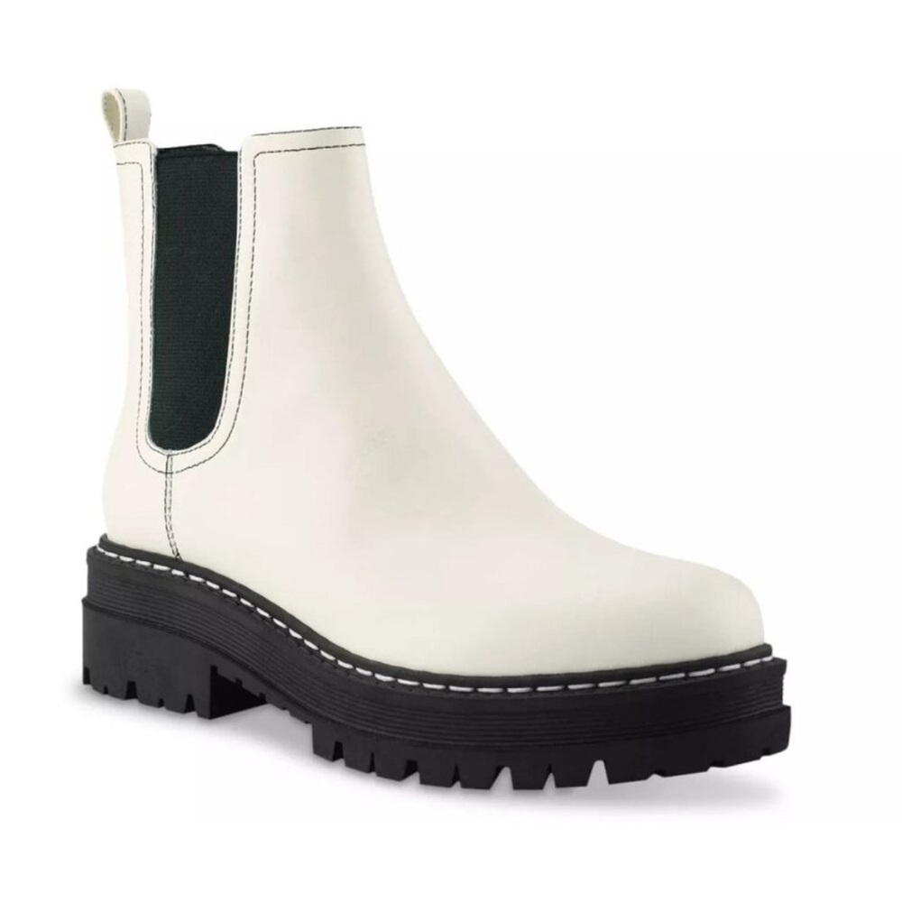 Marc Fisher Bermuda Lug Sole White Chelsea Ankle Boot